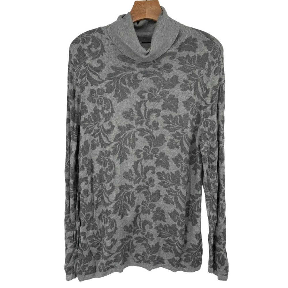 Ann Taylor Factory Women's size  XL Gray Floral Turtleneck Sweater